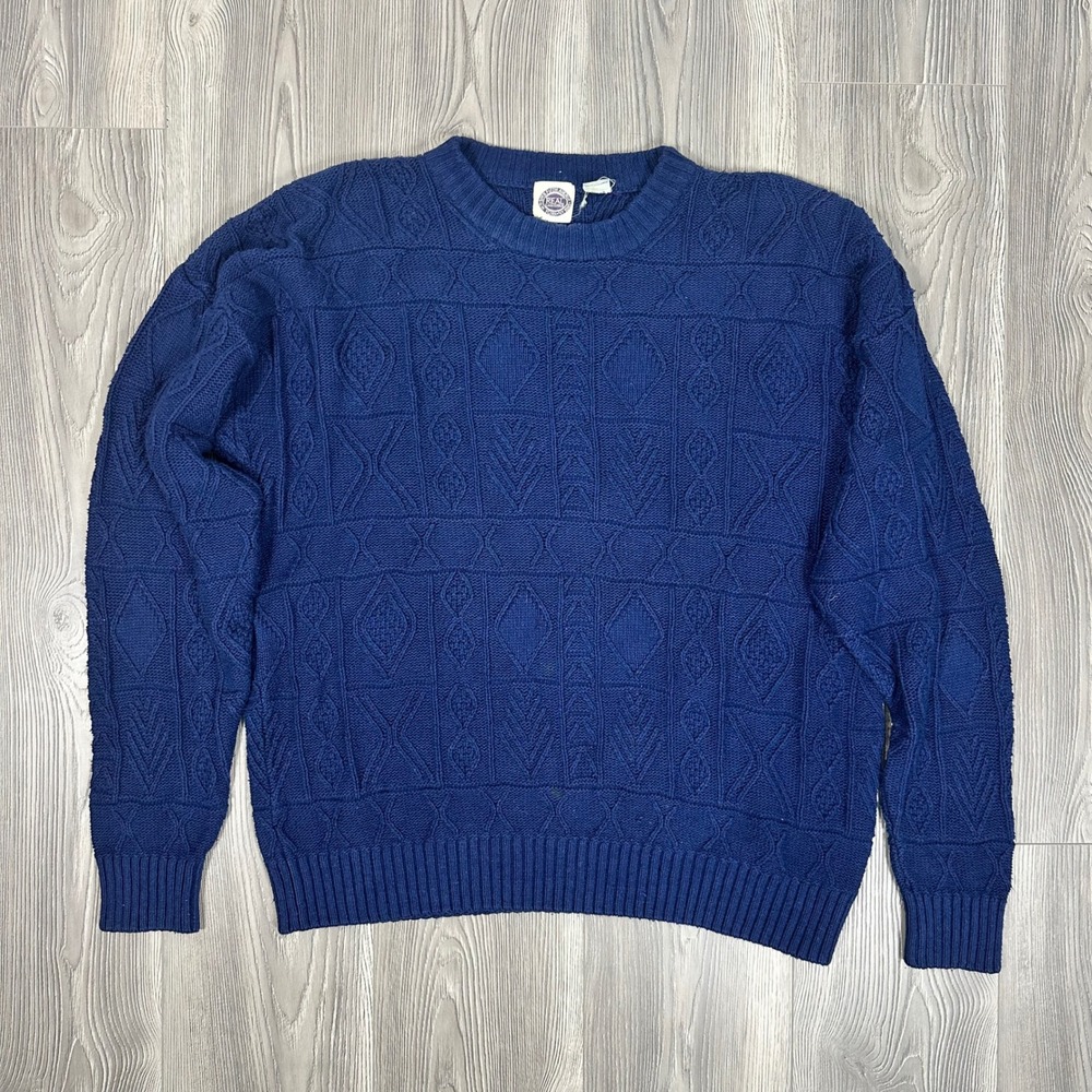 Vintage Saks Fifth Avenue Navy Silk Cotton Sweater - SIZE XL Knit Oversized
